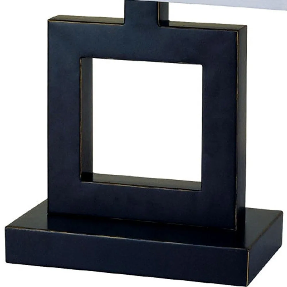 22" Bronze Open Square Table Lamp With White Rectangle Shade By Homeroots