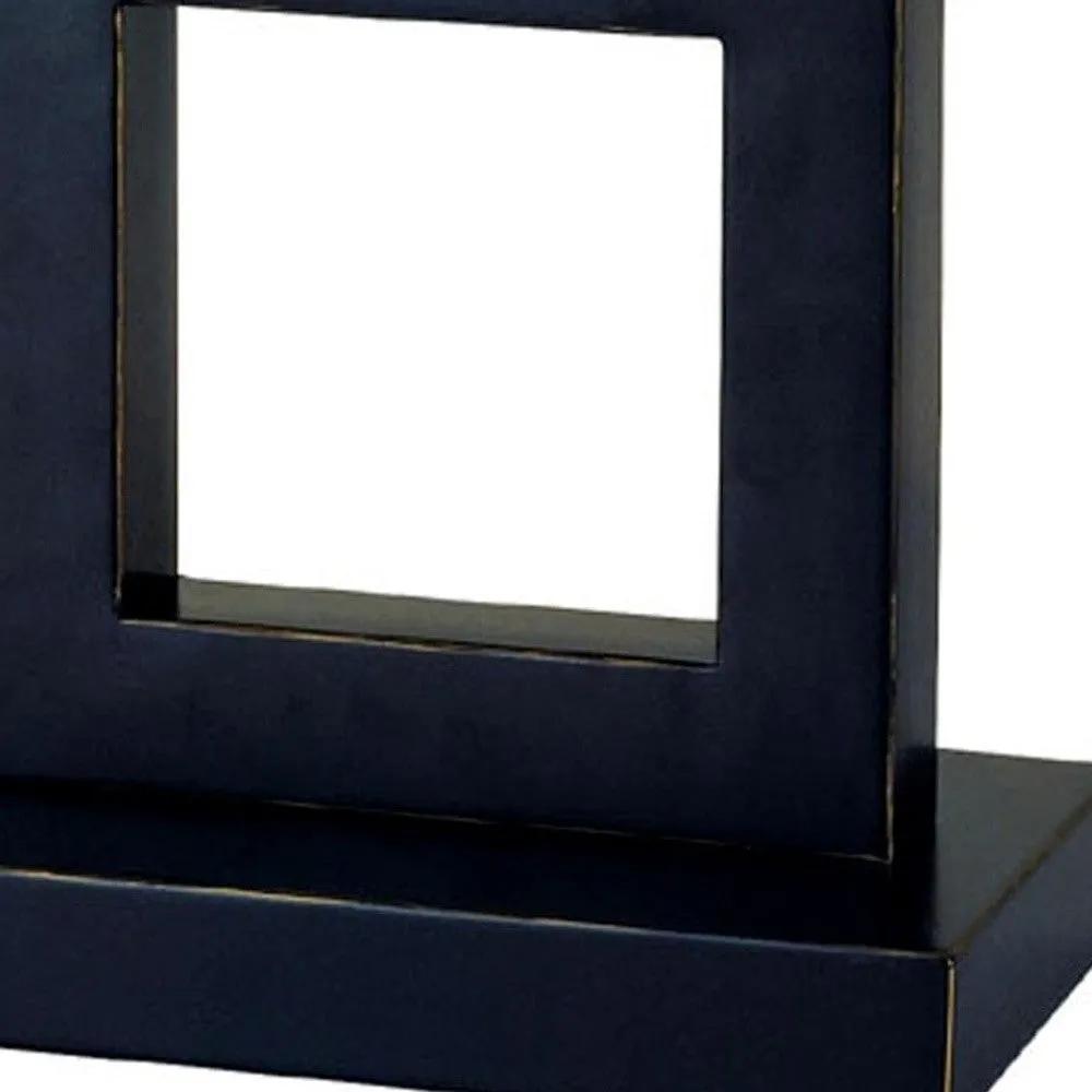22" Bronze Open Square Table Lamp With White Rectangle Shade By Homeroots