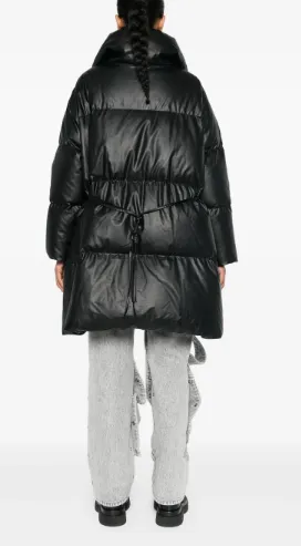 BLACK DOWN-FEATHER PADDED COAT