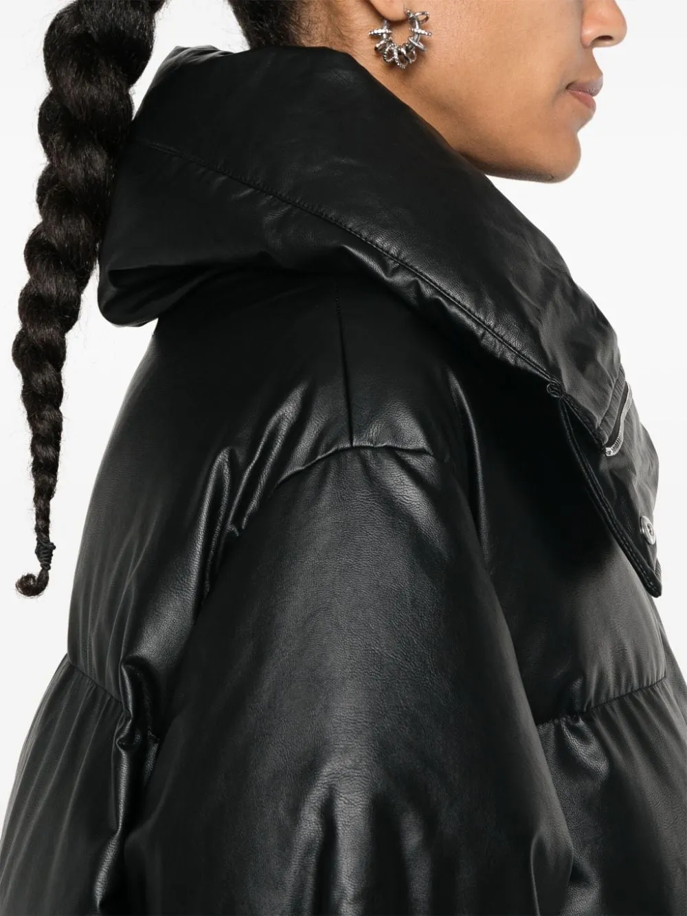 BLACK DOWN-FEATHER PADDED COAT