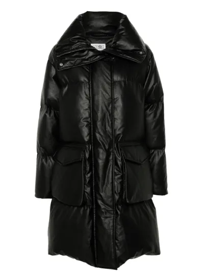 BLACK DOWN-FEATHER PADDED COAT