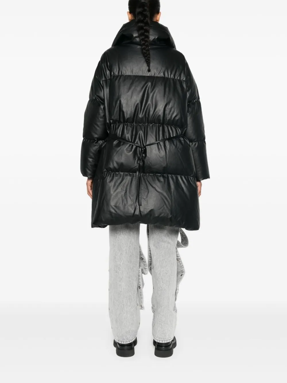 BLACK DOWN-FEATHER PADDED COAT