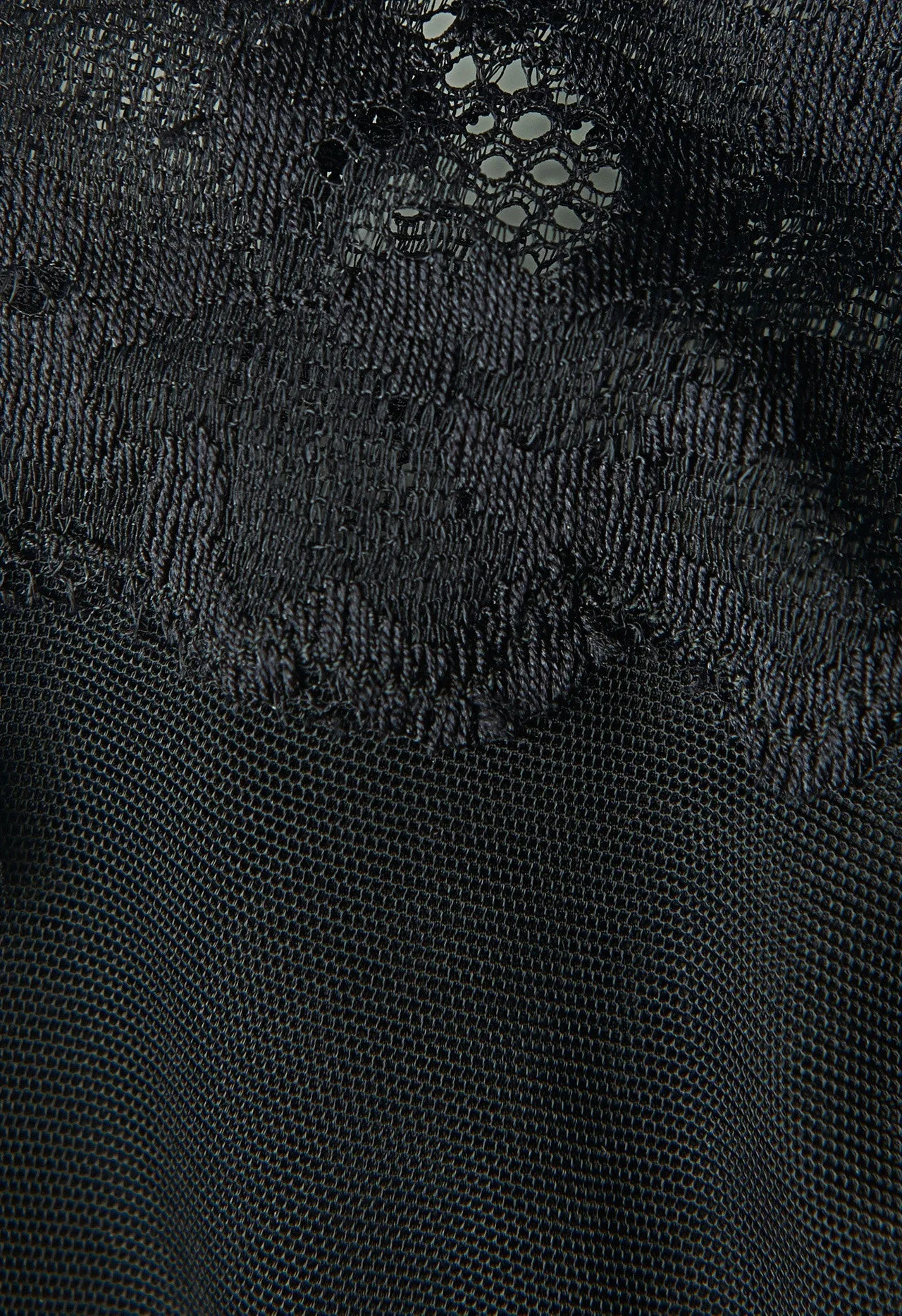 Black Stretch Tulle Brazillian Briefs with Leavers Lace