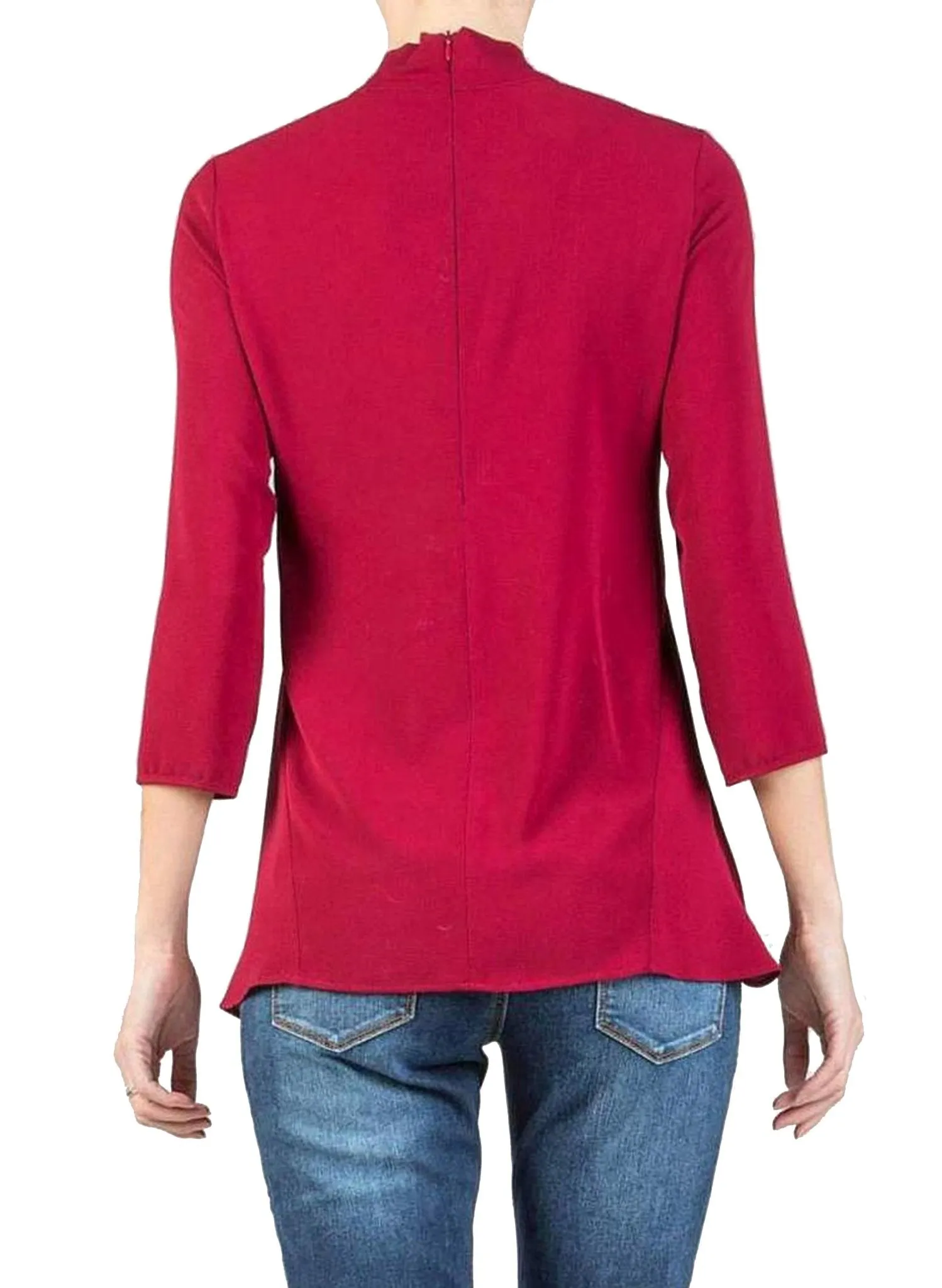 Bow Neck Maternity Shirt - Red