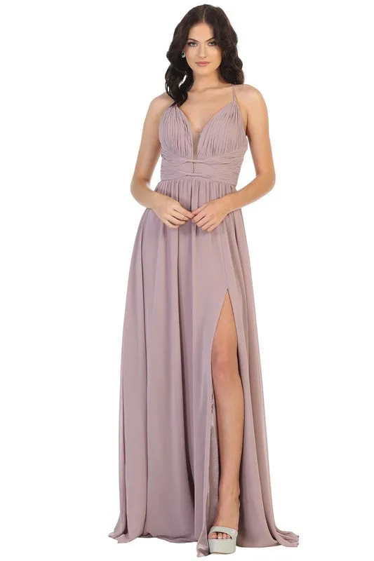 Bridesmaid Formal Prom Dress chorded rib