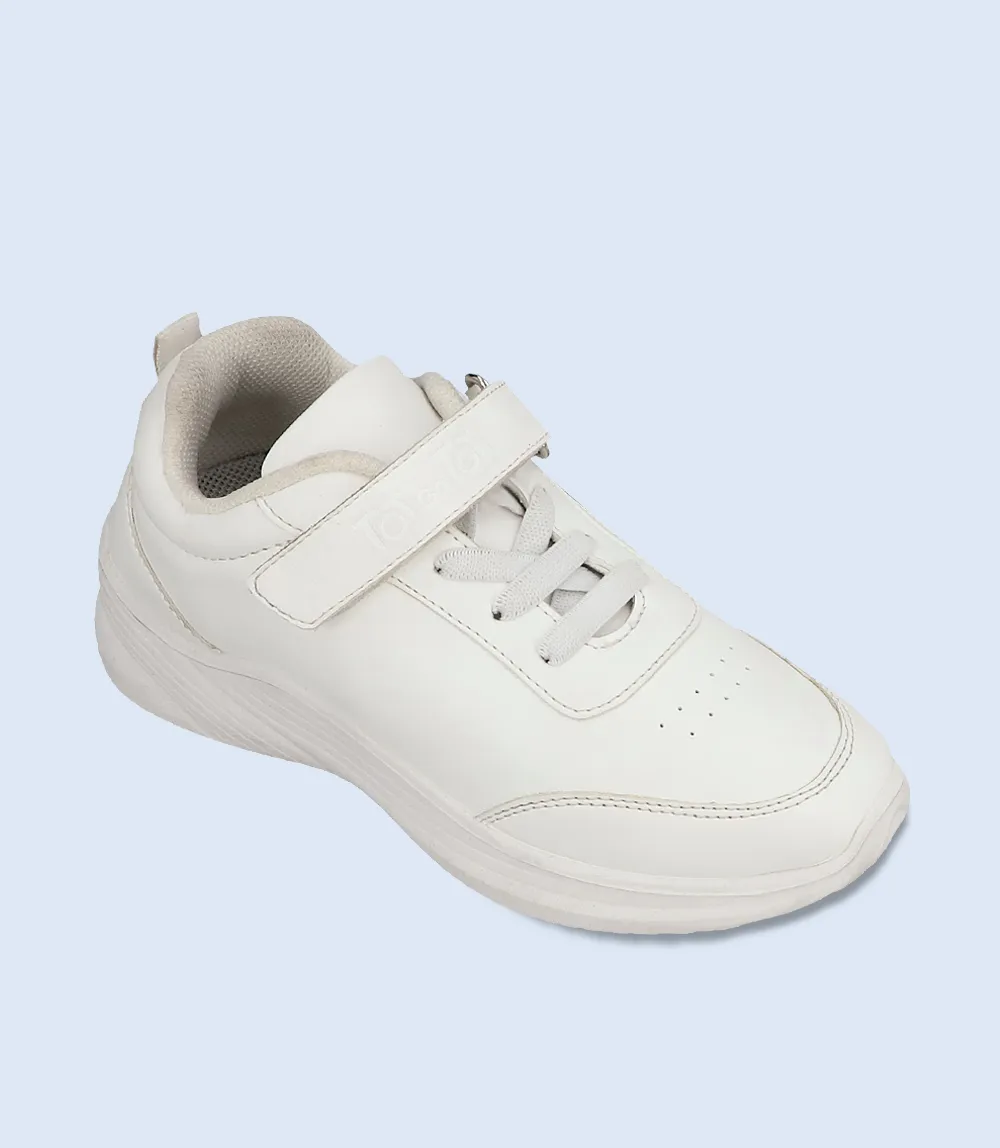 BU0001-WHITE-Kids School Shoes