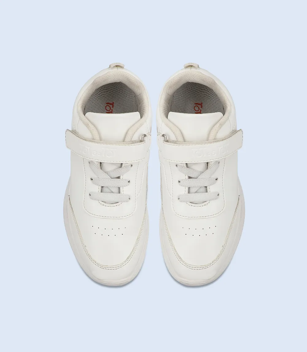 BU0001-WHITE-Kids School Shoes