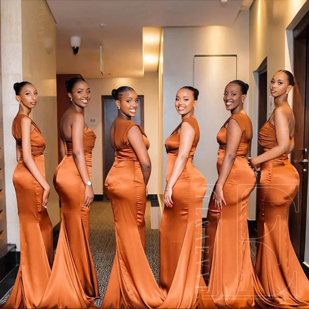 Burnt Orange Satin Bridesmaid Dresses One Shoulder Elegant Gowns for Weddings Guest Dresses for Women Weddings Party Dress Robe