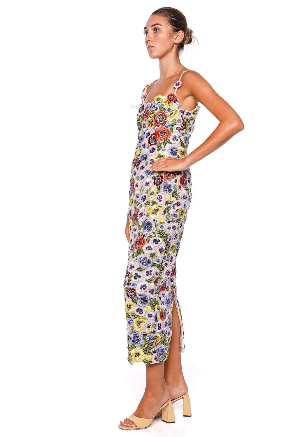 Camden Hand Embroidered Floral Midi Dress
