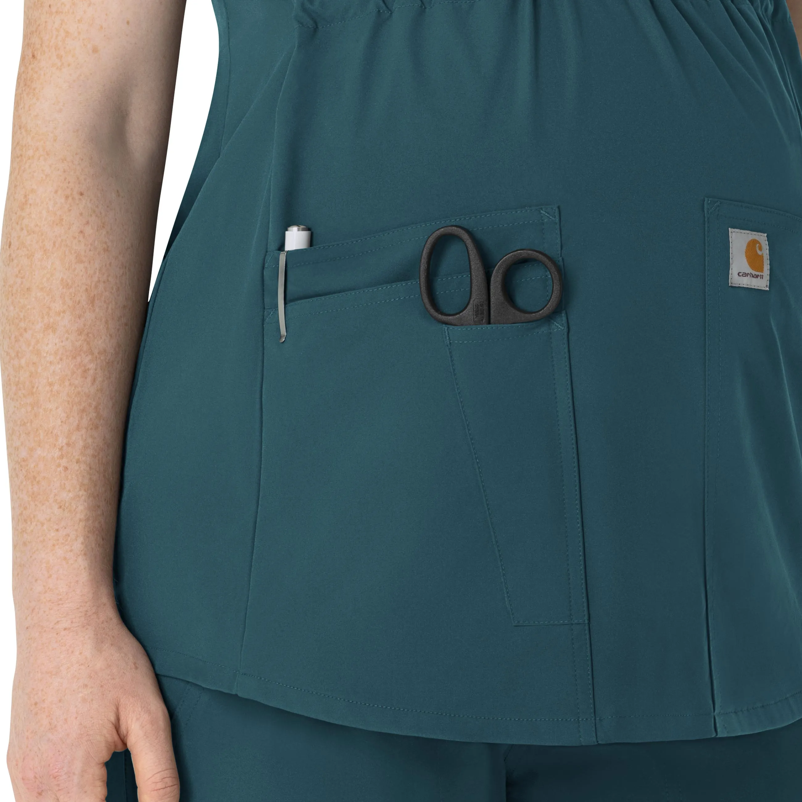 Carhartt Force Essentials Women's Henley Maternity Scrub Top - Caribbean