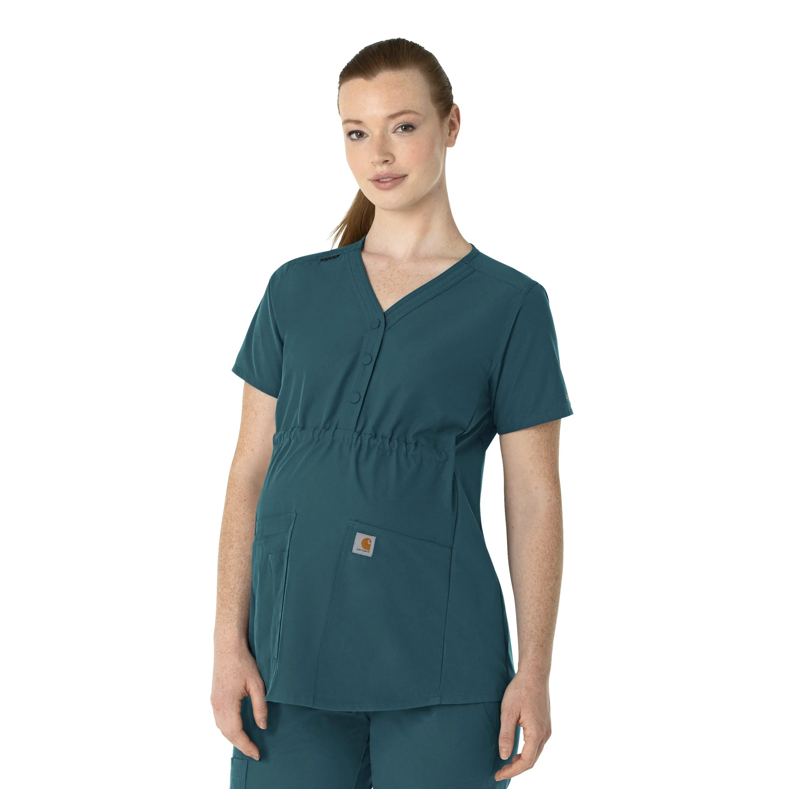 Carhartt Force Essentials Women's Henley Maternity Scrub Top - Caribbean