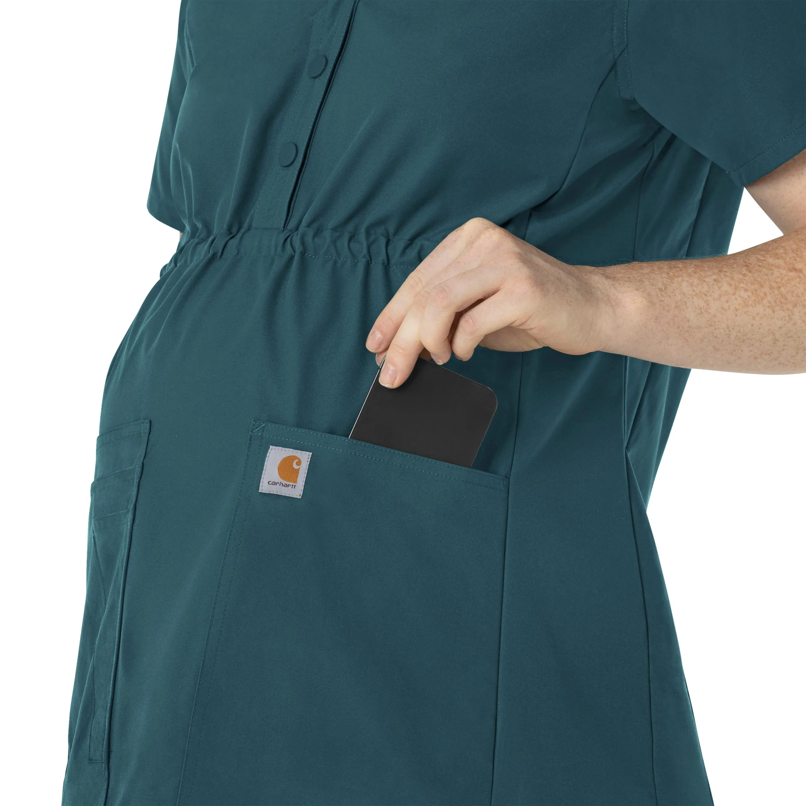 Carhartt Force Essentials Women's Henley Maternity Scrub Top - Caribbean
