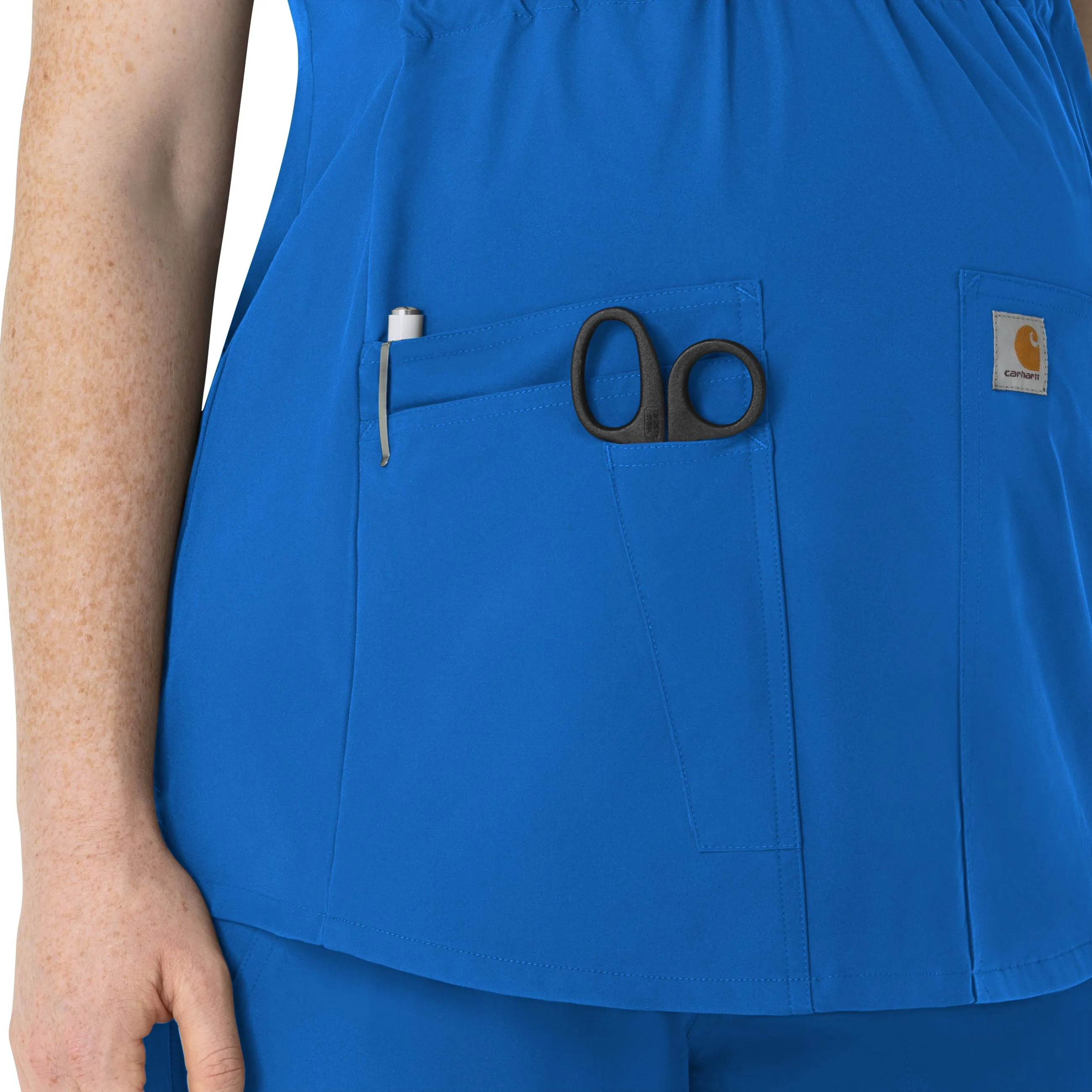 Carhartt Force Essentials Women's Henley Maternity Scrub Top - Royal