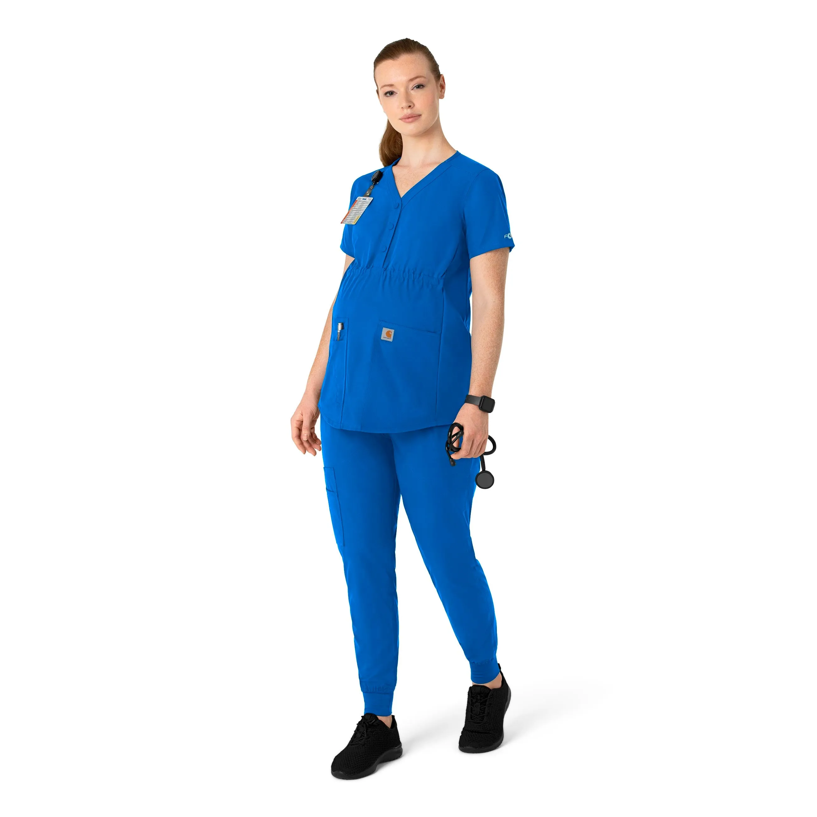 Carhartt Force Essentials Women's Henley Maternity Scrub Top - Royal