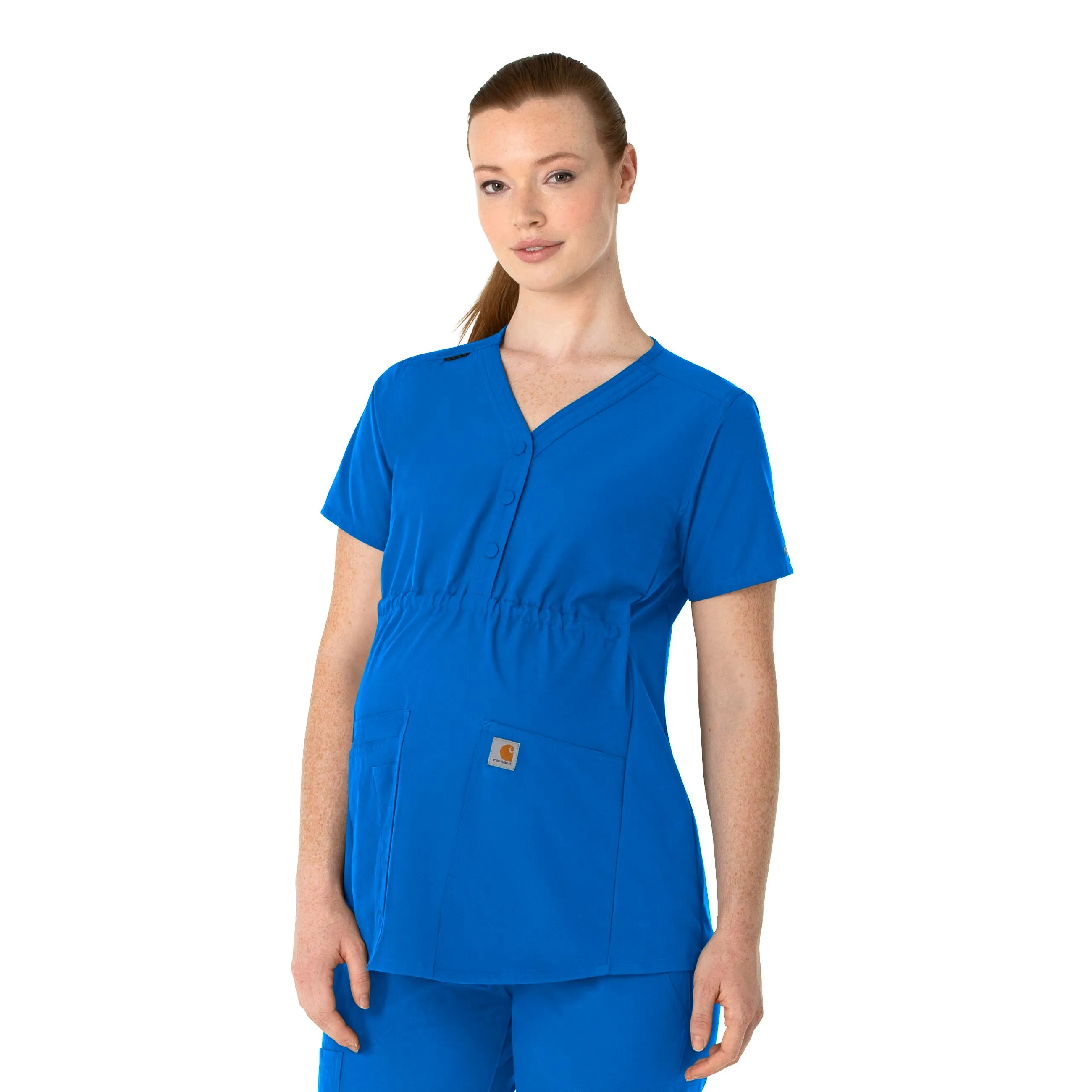 Carhartt Force Essentials Women's Henley Maternity Scrub Top - Royal