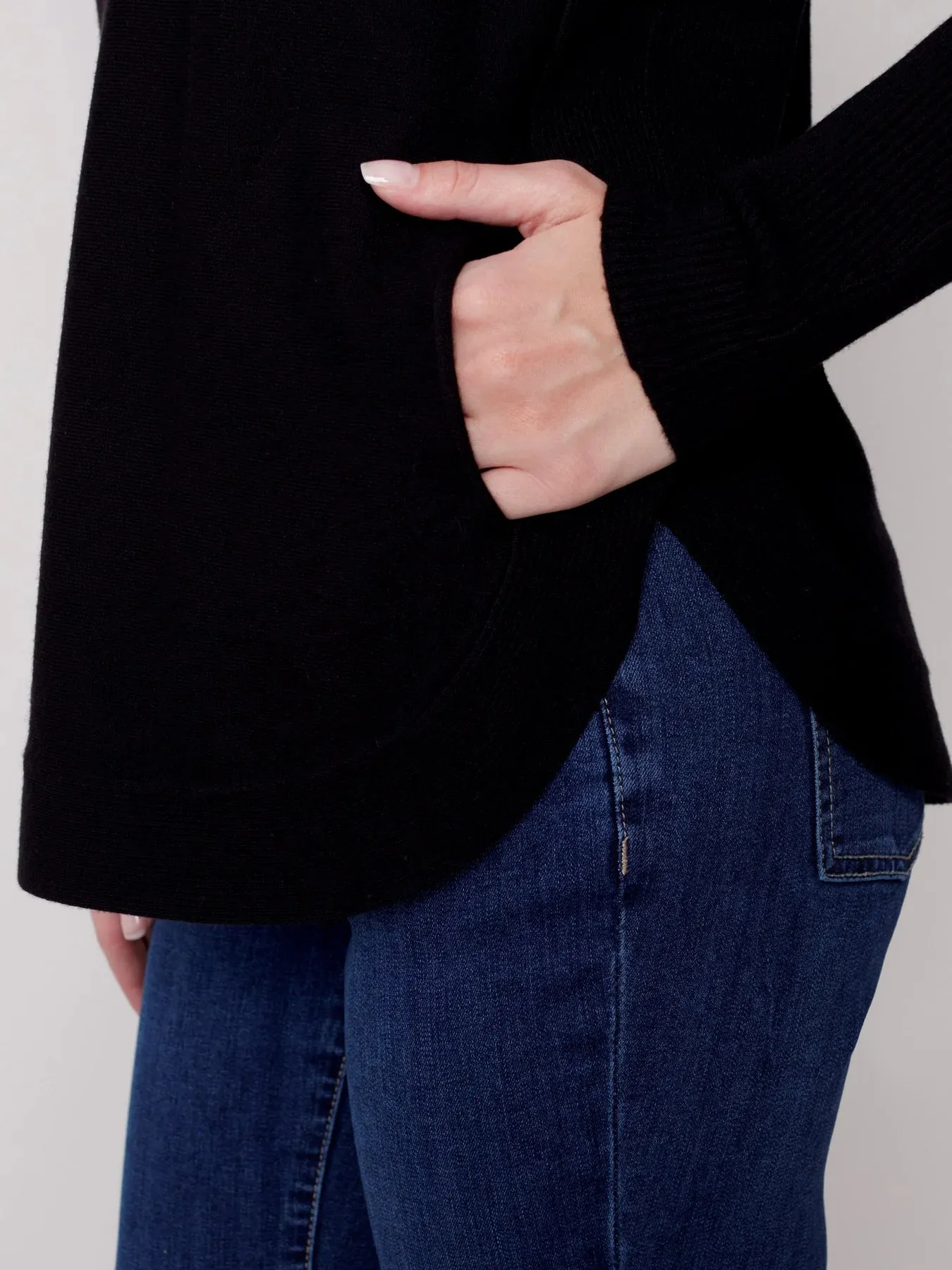 C.B 2170Y Knit Sweater with Lace Up Detail