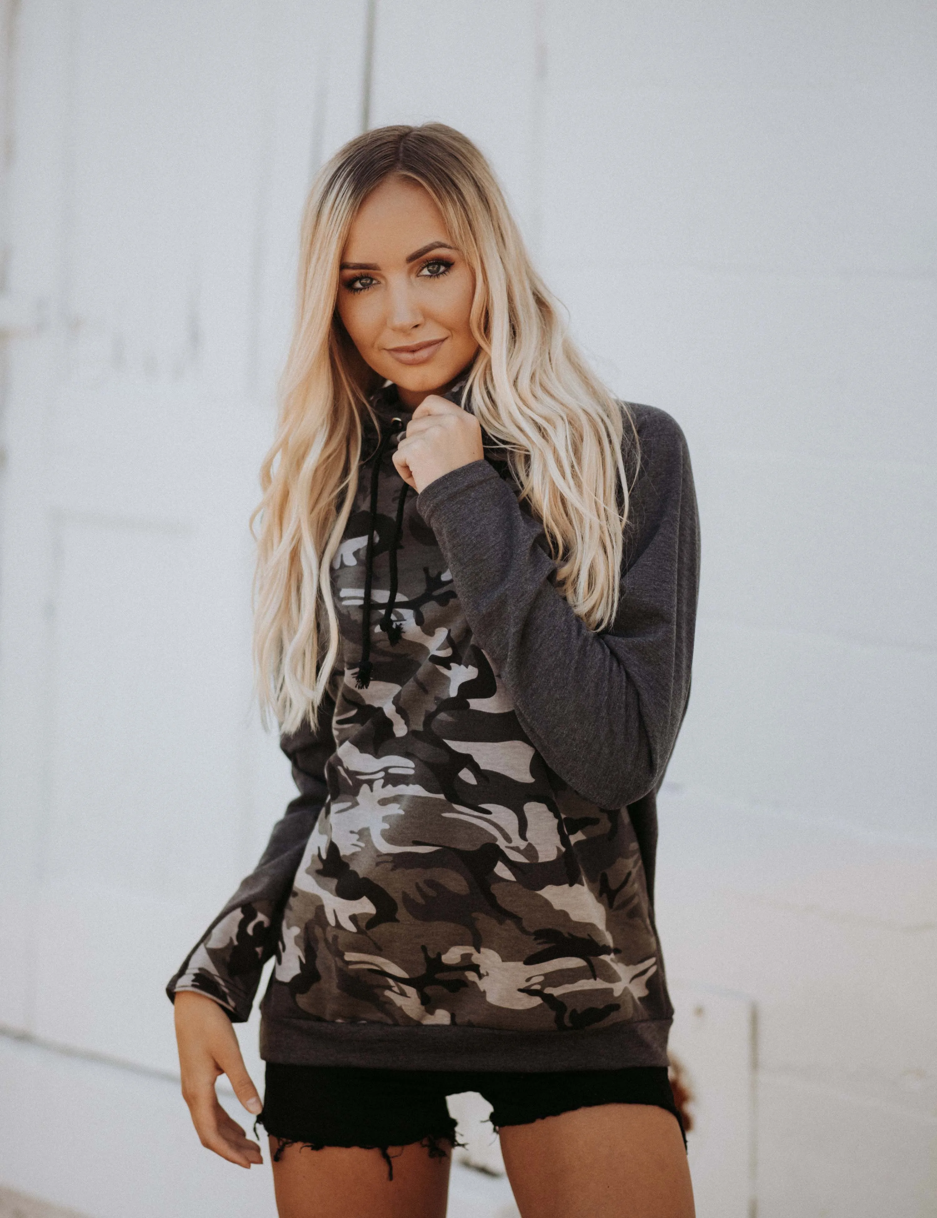 Double Hooded Camo Sweatshirt