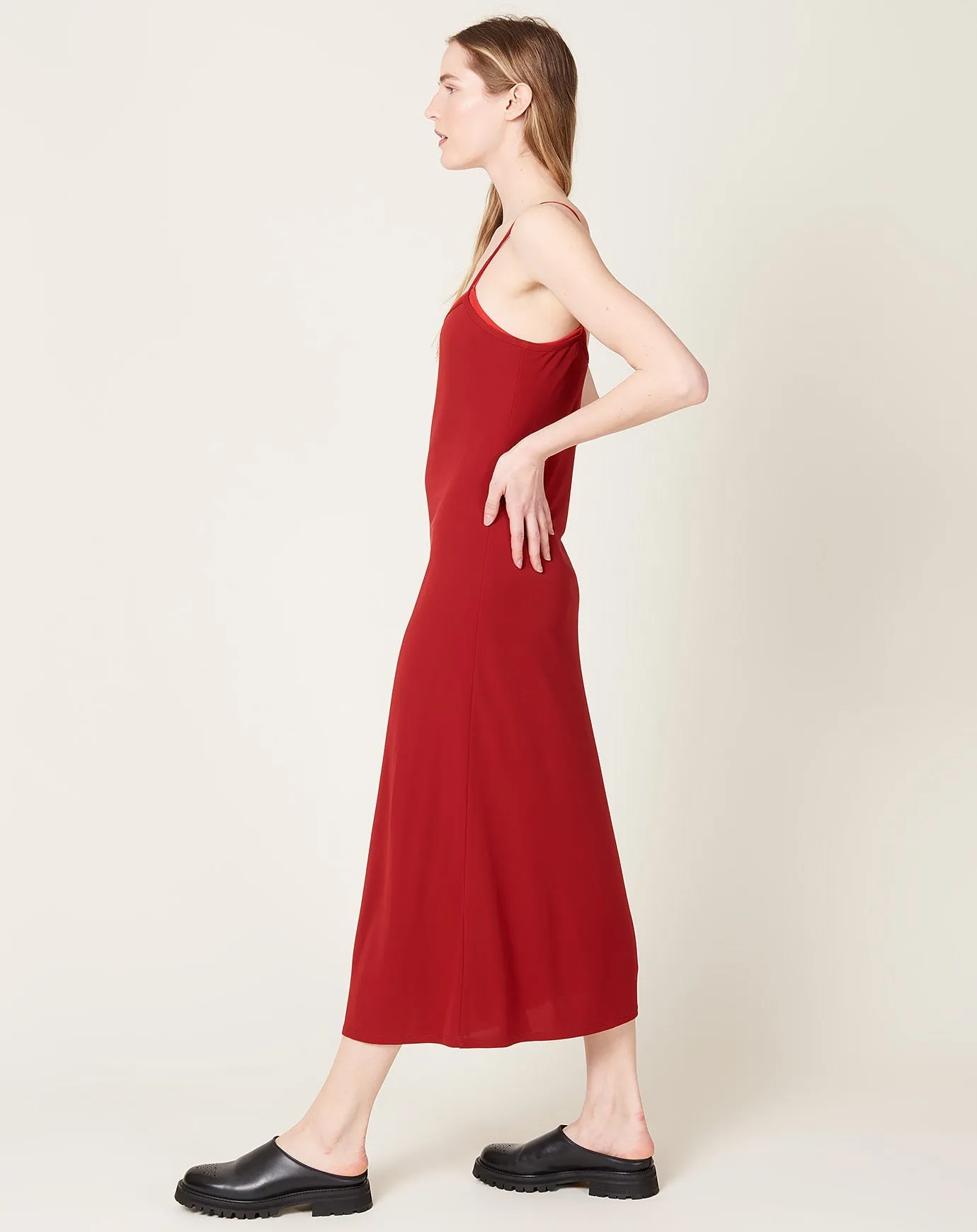 Double Layer Slip Dress in Brick
