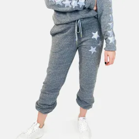 Gemma Joggers Light Grey - Metallic Shiny Stars