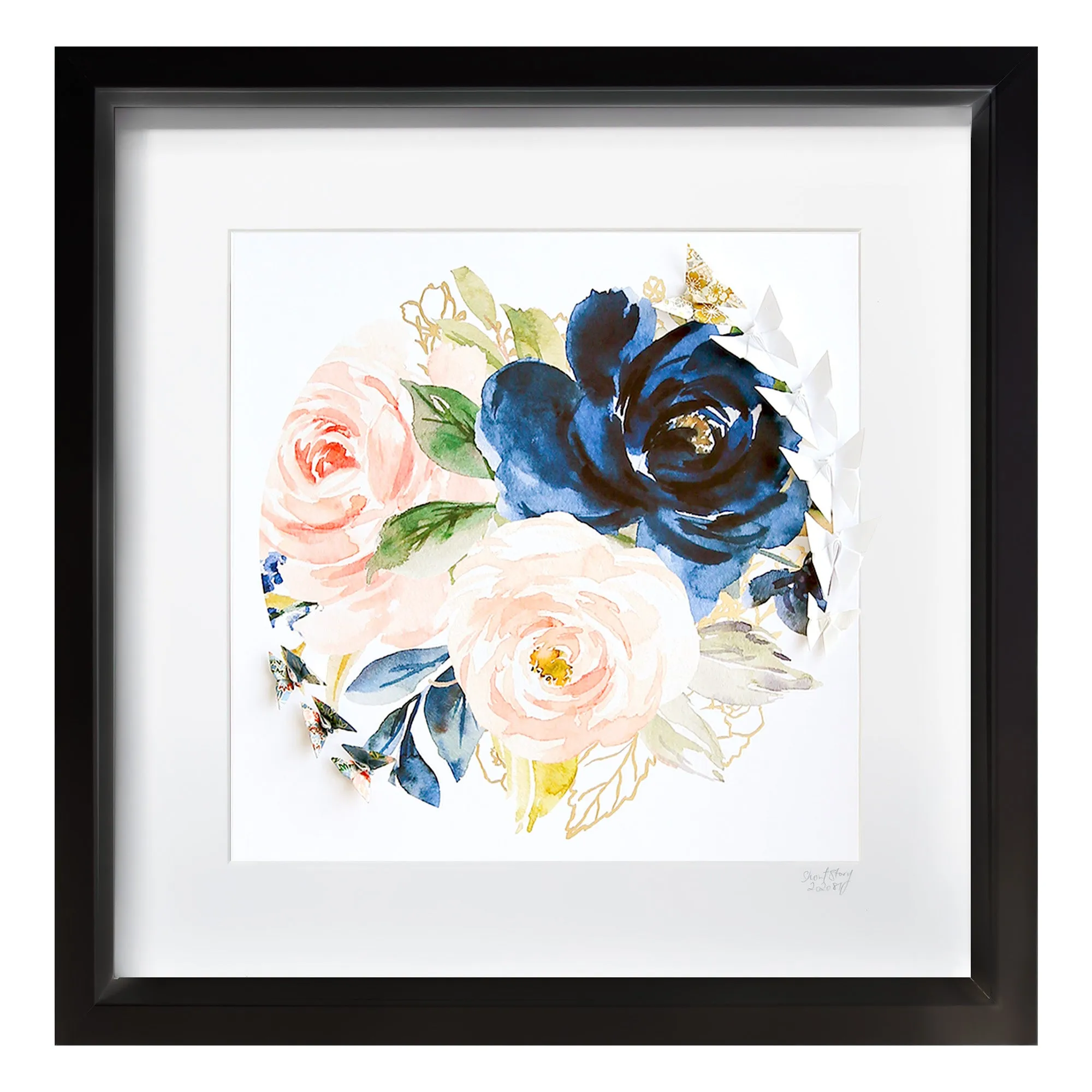Large Black Frame Floral Circle