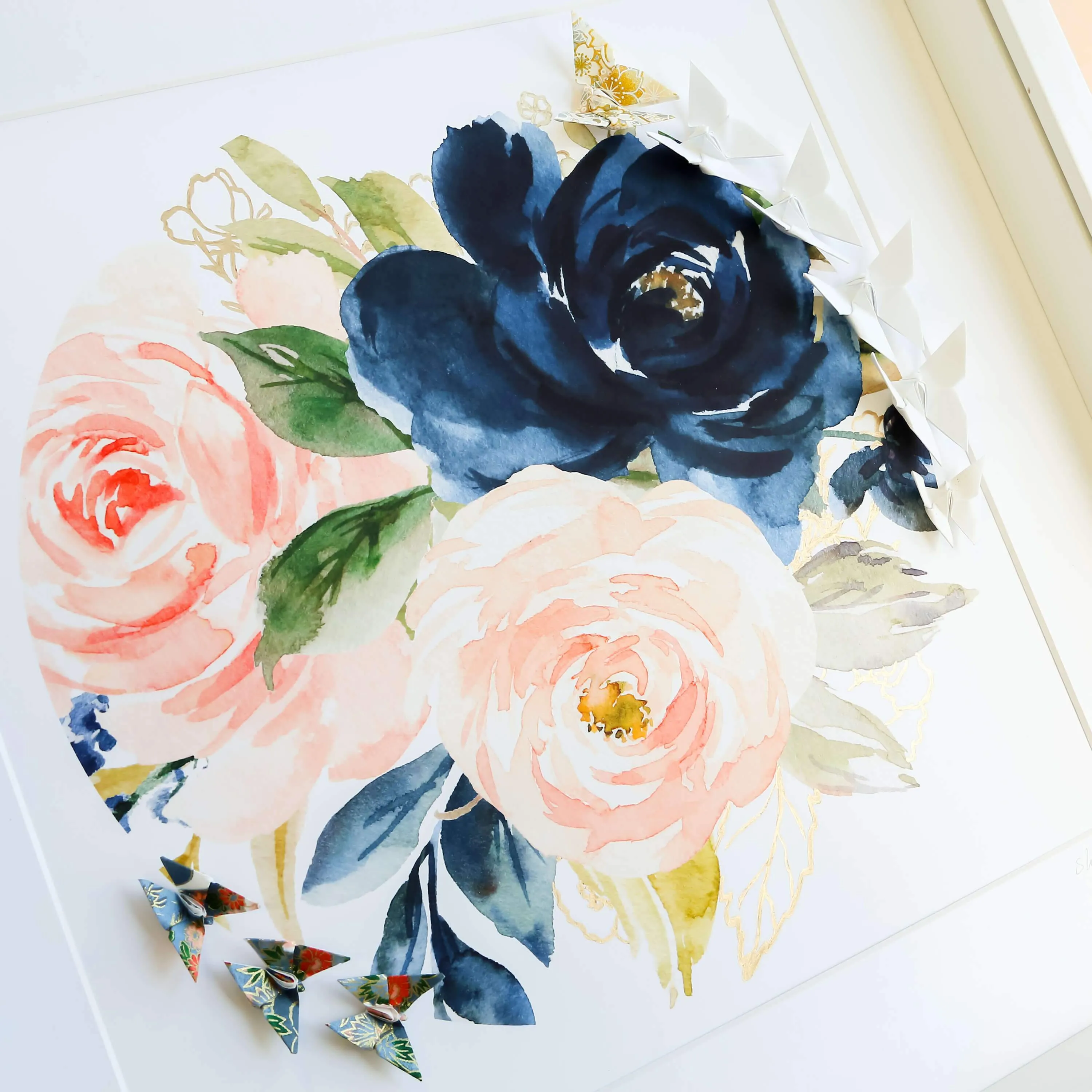 Large Black Frame Floral Circle