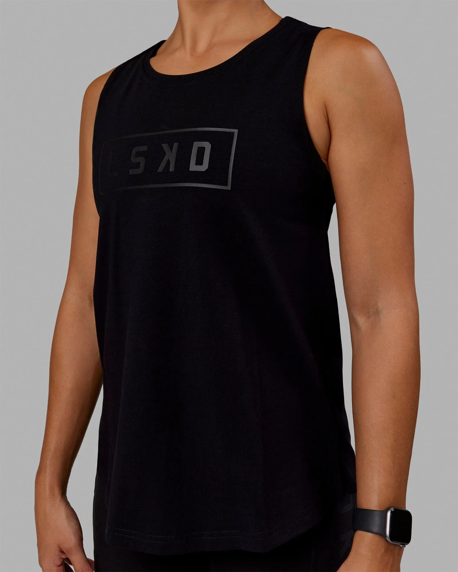 Luna FLXCotton Longline Tank - Black-Black