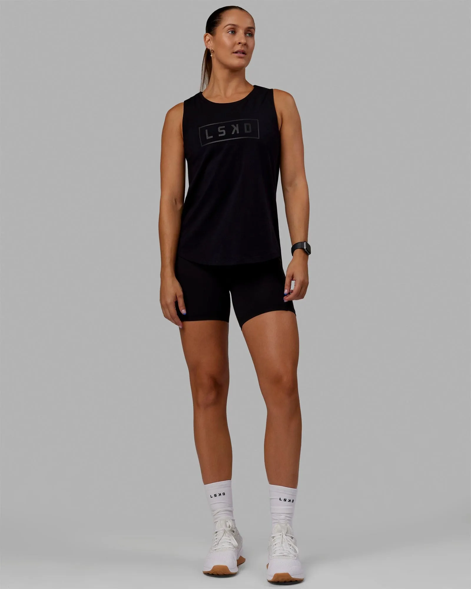 Luna FLXCotton Longline Tank - Black-Black