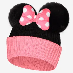 Minnie Mouse Pink and Black Double Pom Beanie