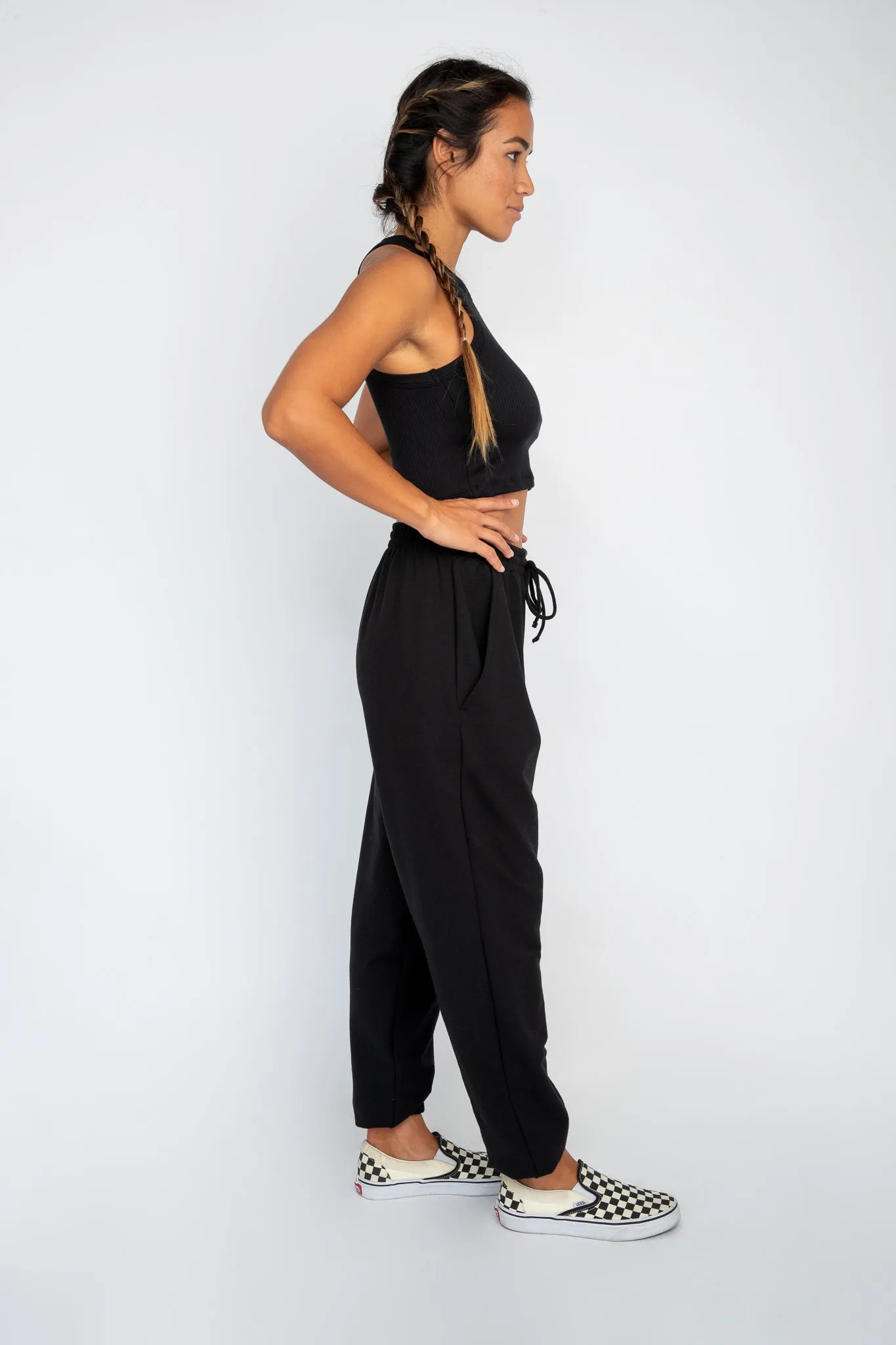 Monica Crop Ribbed - Black
