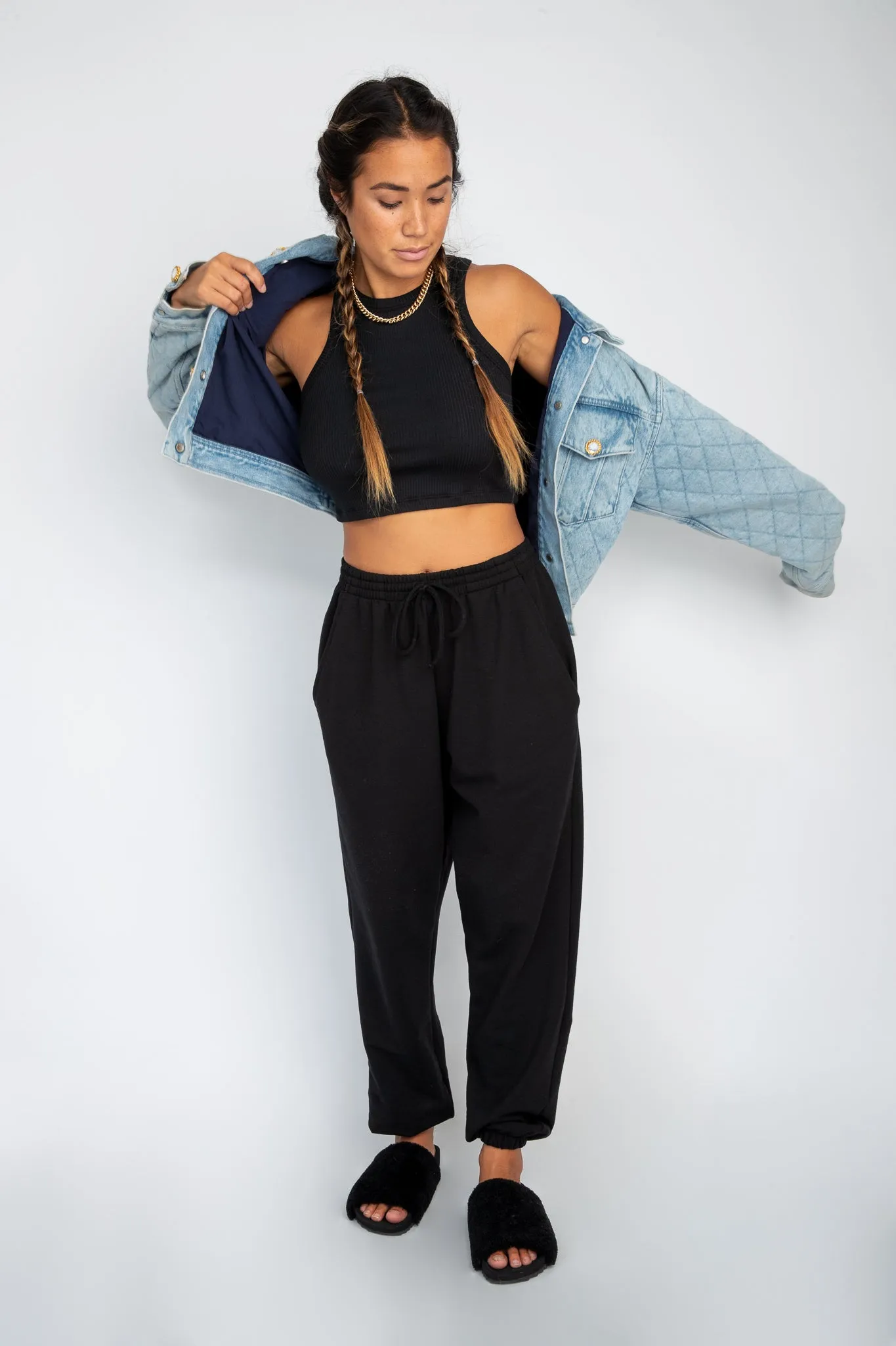 Monica Crop Ribbed - Black