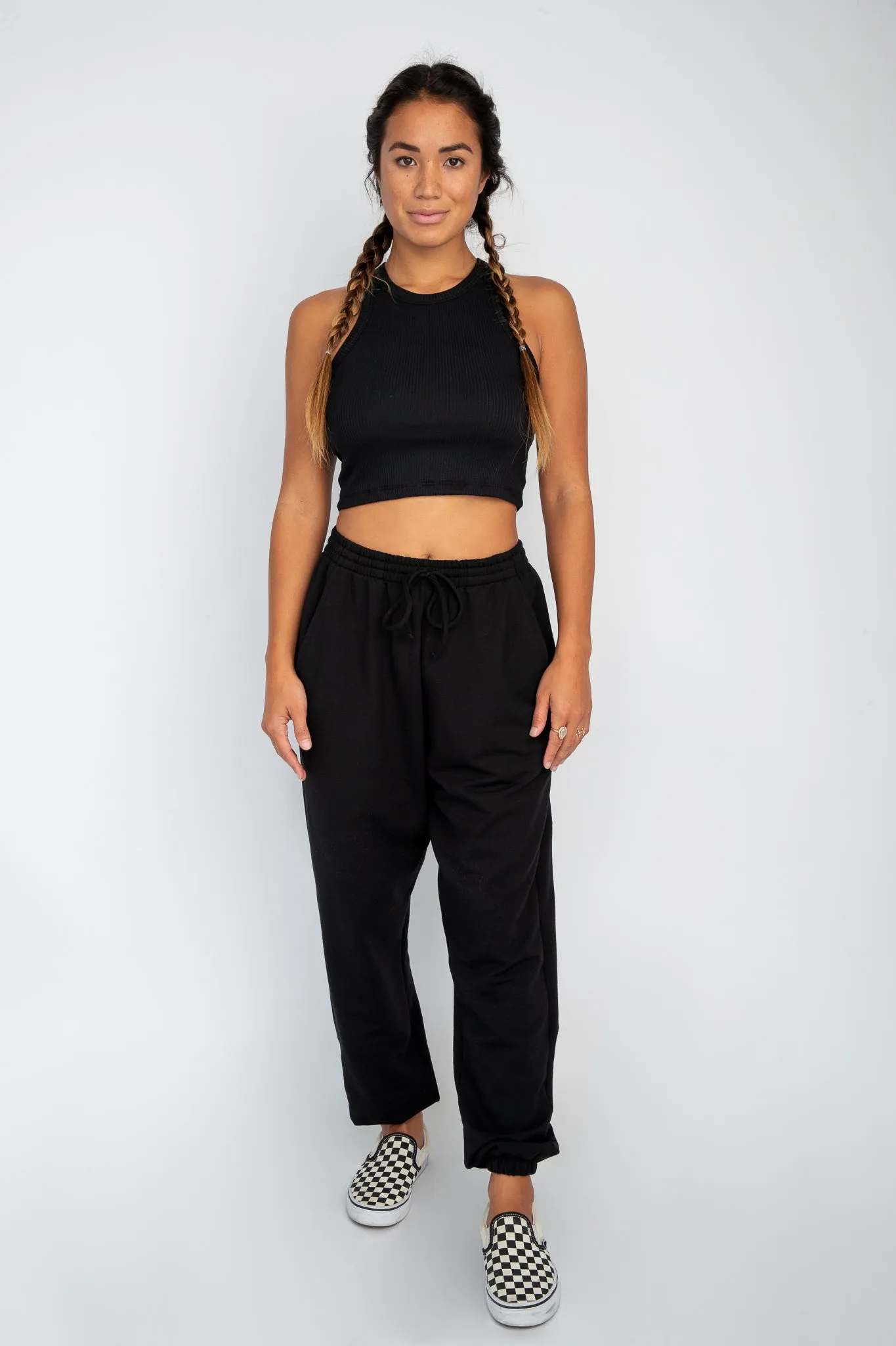 Monica Crop Ribbed - Black