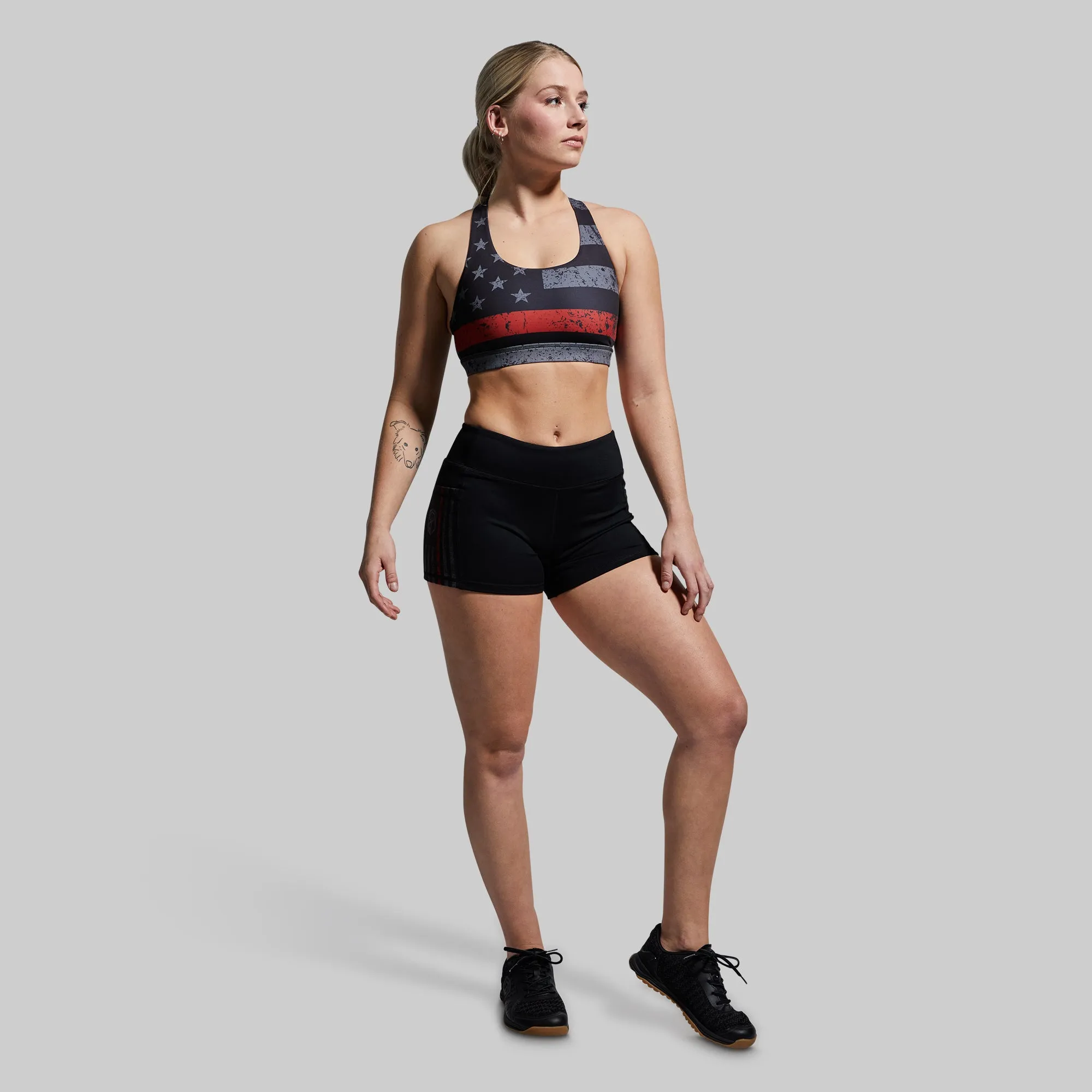 Rise & Grind Booty Short (Thin Red Line Gunmetal)