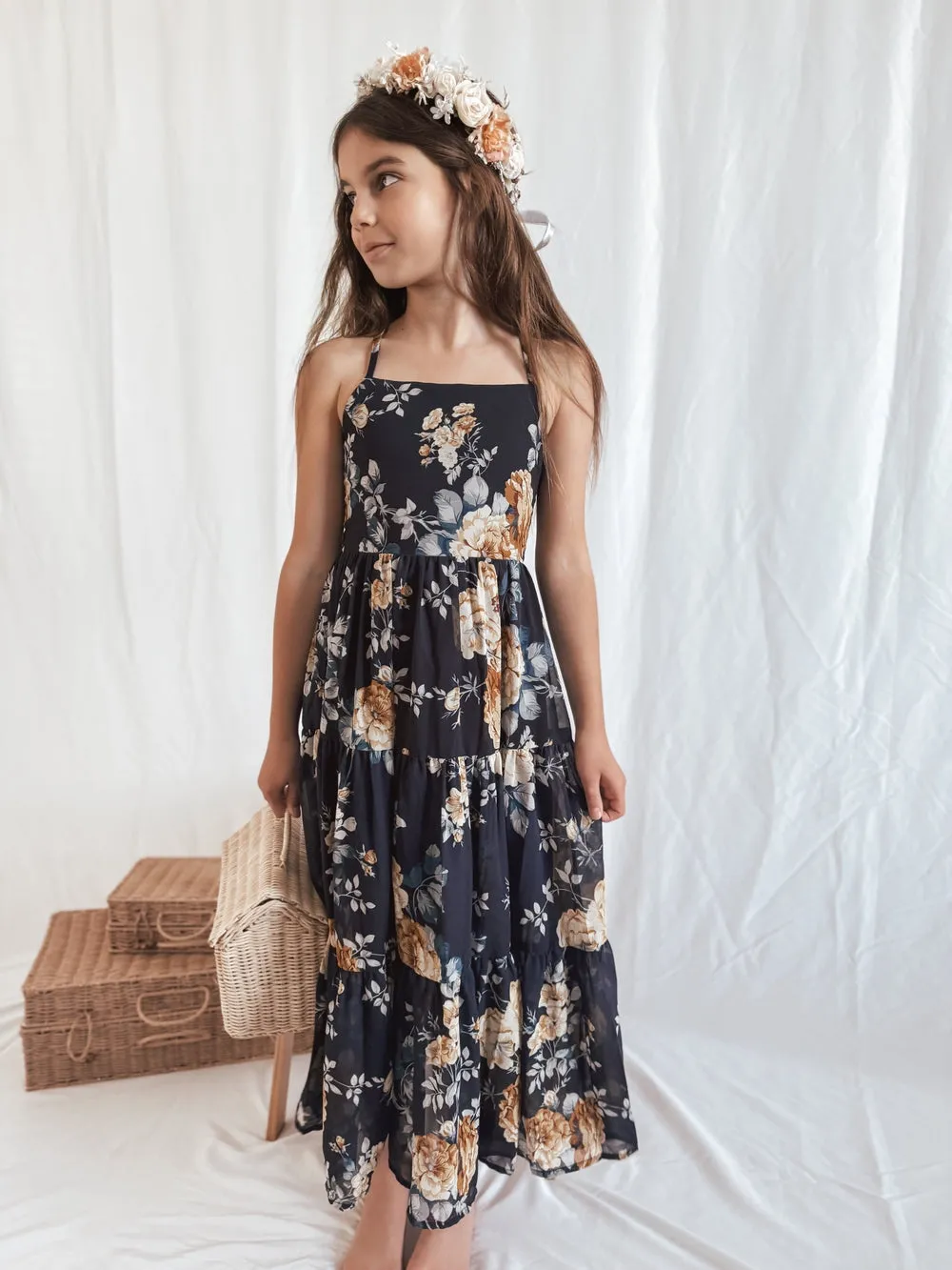 Savannah Girls Navy Maxi Dress