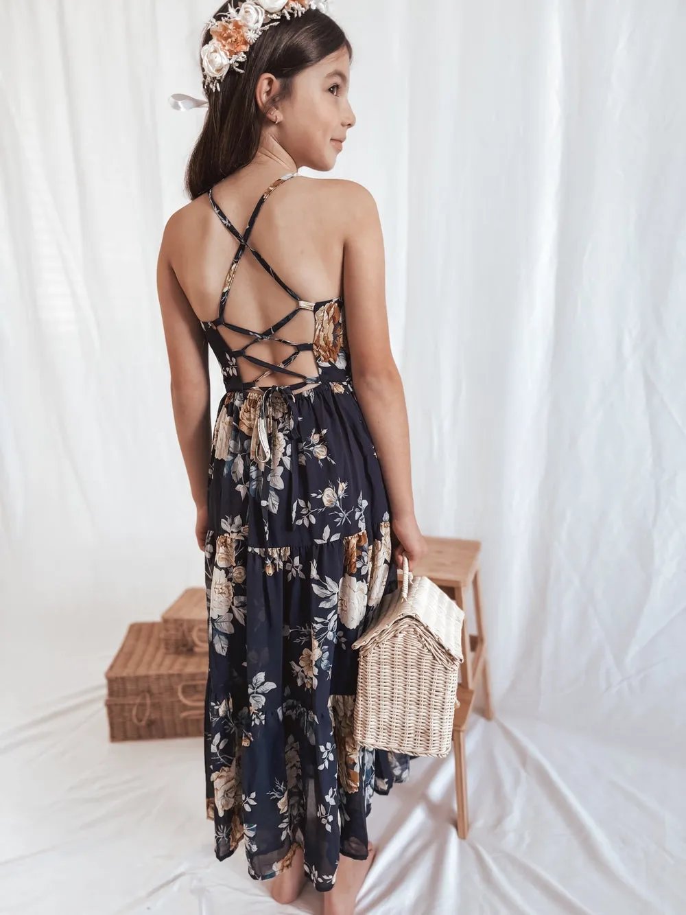 Savannah Girls Navy Maxi Dress