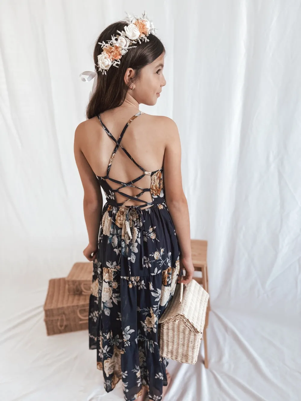 Savannah Girls Navy Maxi Dress