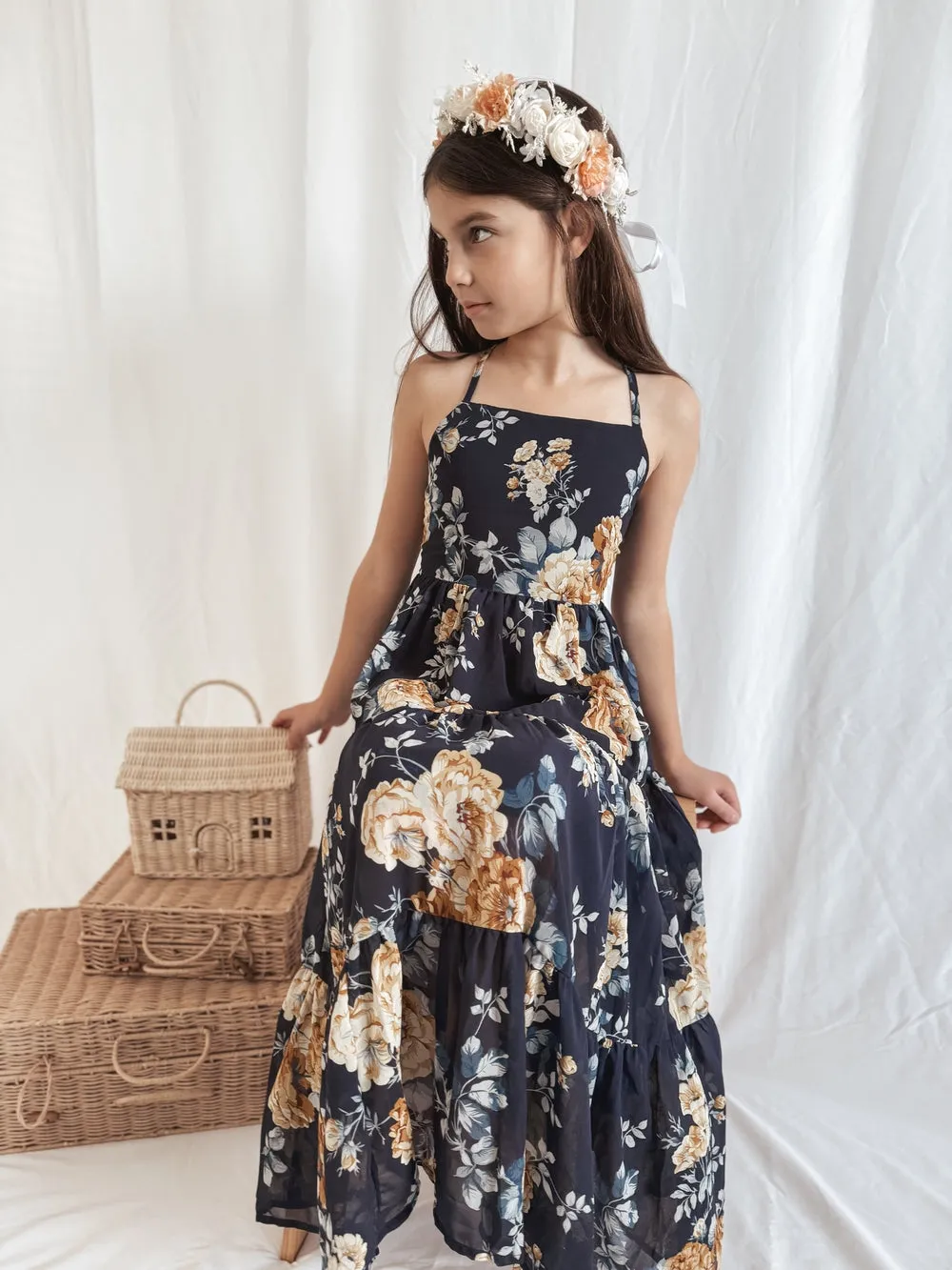 Savannah Girls Navy Maxi Dress